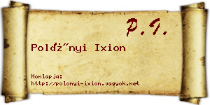 Polónyi Ixion névjegykártya
